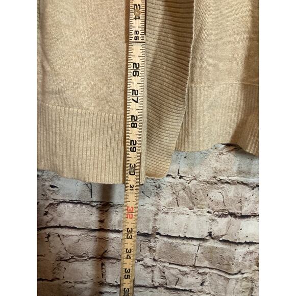 Land's End Sweater Womens Medium Beige Open Front Long Line Cardigan Neutral - Picture 9 of 13